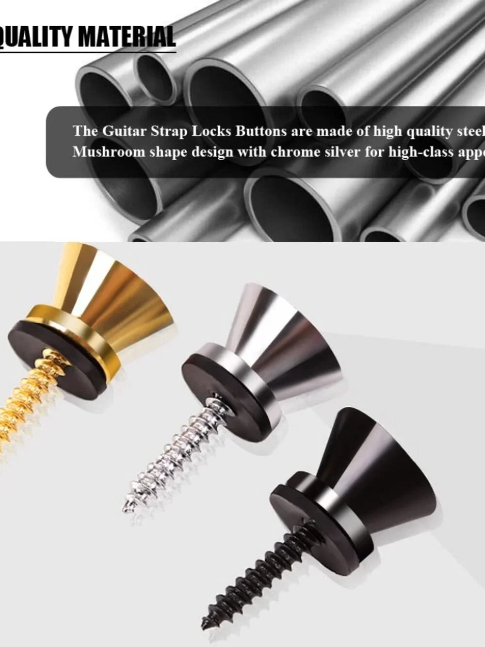 Guitar Strap Locks Buttons Metal End Pins with Mounting Screws for Acoustic Clas